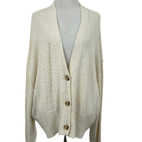 Free People Women Found My Friend Cardi Sweater Cardigan Cropped Cream Medium - Picture 2 of 11